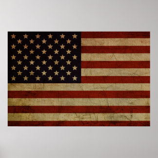 Poster Drapeau américain vintage Grunge