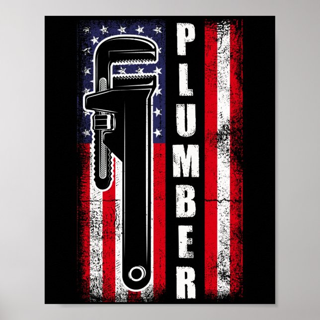 Poster Drapeau américain Vintage Plumber Wrench (Devant)