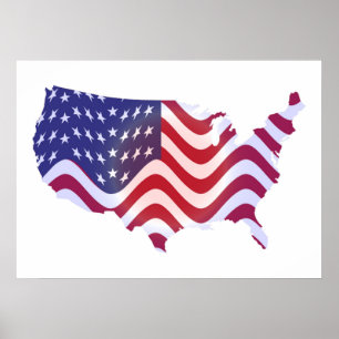 POSTER DRAPEAU AMÉRICAIN WAVY