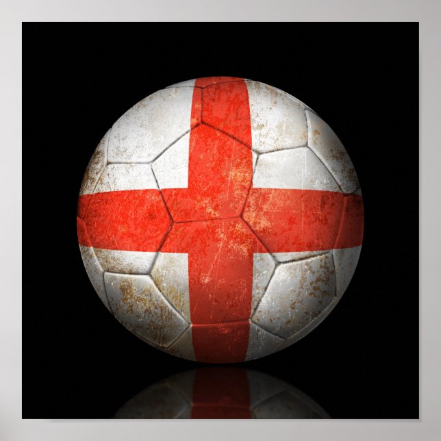 Poster Drapeau Anglais Porté Football Soccer Ball (Devant)