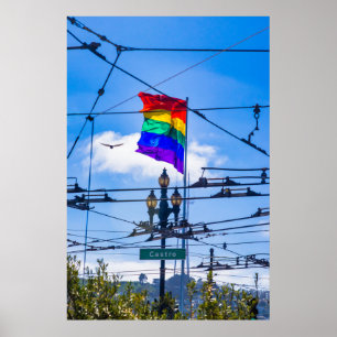 Poster Drapeau arc-en-ciel de la rue Castro San Francisco