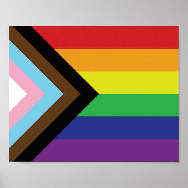Poster Drapeau arc-en-ciel gay pride progressiste LGBTQIA (Devant)