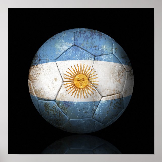 Poster Drapeau argentin porté Football de football balle (Devant)