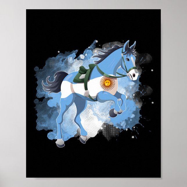 Poster Drapeau Argentine équitation (Devant)