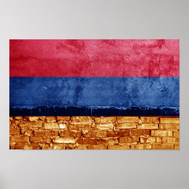 Poster Drapeau arménien au mur (Devant)