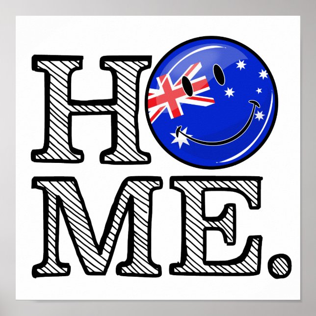 Poster Drapeau australien souriant réchauffement climatiq (Devant)