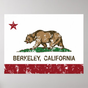 Poster drapeau Berkeley de la Californie affligé