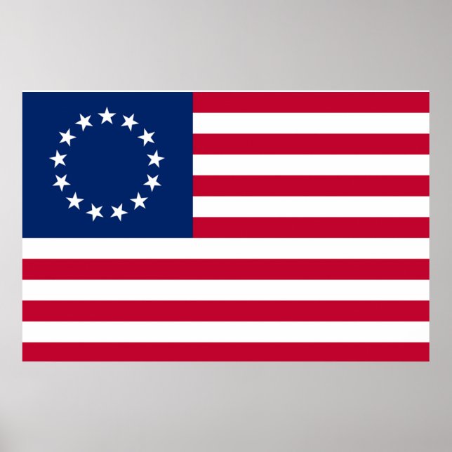 Poster Drapeau Betsy Ross Drapeau Vintage américain Drape (Devant)