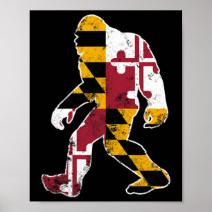 Poster Drapeau Bigfoot Maryland Sasquatch Hommes Femmes K