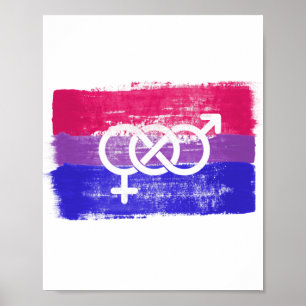 POSTER DRAPEAU BISEXUAL PEINT SYMBOLE FIDE