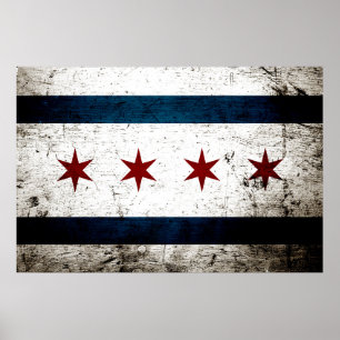 Poster Drapeau Black Grunge Chicago