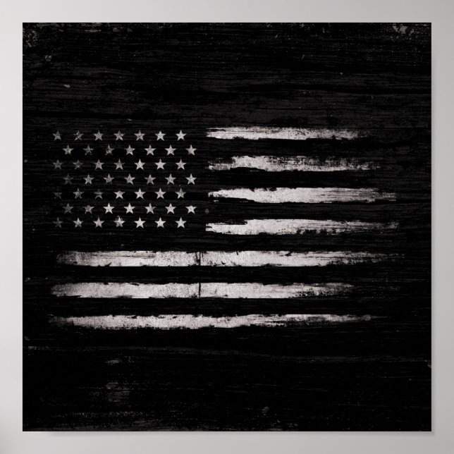 Poster Drapeau blanc américain Grunge (Devant)