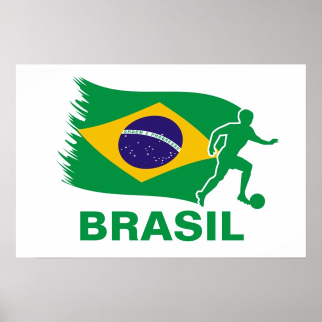 Poster Drapeau brésilien de football (Devant)