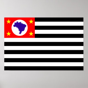 Poster Drapeau brésilien de Sao Paulo