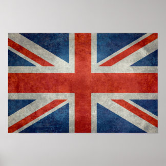 Poster Drapeau britannique Union Jack style rétro imprimé