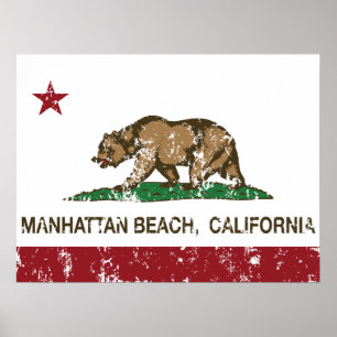 Poster Drapeau californien Manhattan Beach