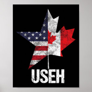 Poster Drapeau canadien américain Mi-Cadien Mi-Américain