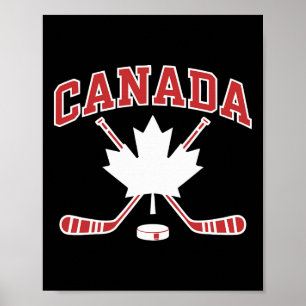 Poster Drapeau canadien feuille d'érable hockey fête du C