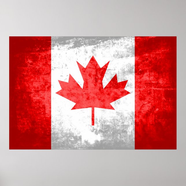 Poster Drapeau canadien Grunge (Devant)