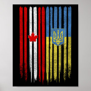 Poster Drapeau canadien ukrainien Canada Ukraine