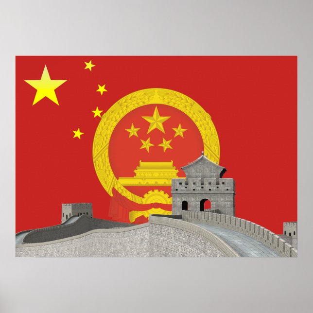 Poster Drapeau chinois (Devant)