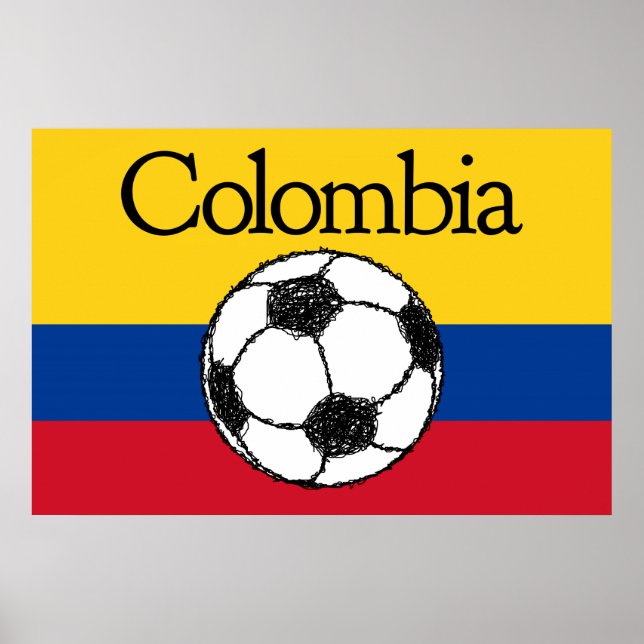 Poster Drapeau colombien avec football (Devant)