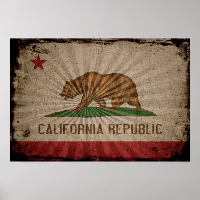 Poster Drapeau cool Grunge California (Devant)