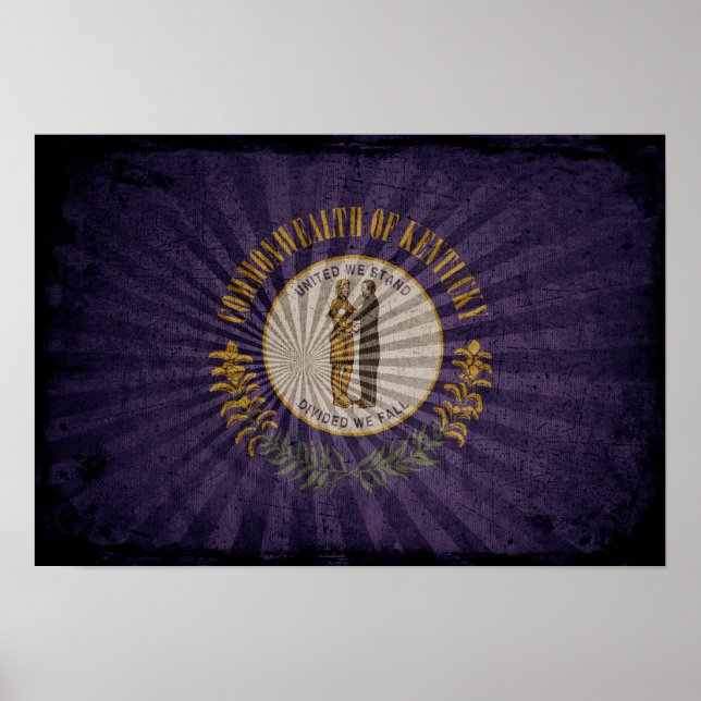Poster Drapeau cool Grunge Kentucky (Devant)