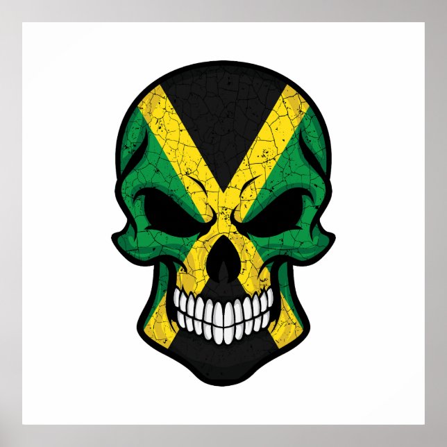Poster Drapeau crâne souriant de Jamaïque (Devant)