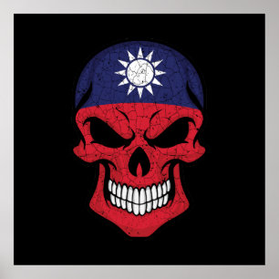 Poster Drapeau crâne souriant de Taïwan