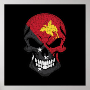Poster Drapeau crâne souriant Papouasie-Nouvelle-Guinée