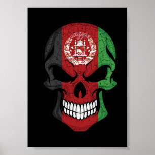 Poster Drapeau crânien souriant de l'Afghanistan