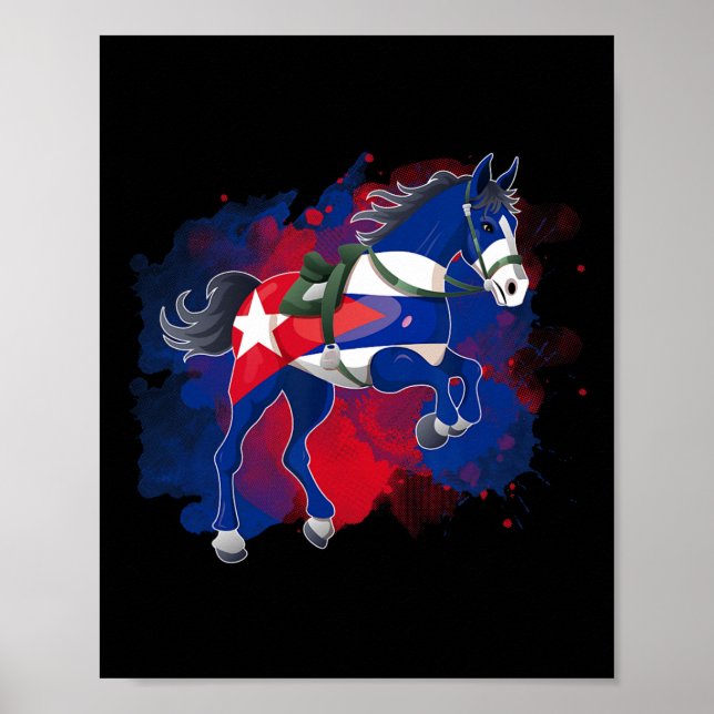 Poster Drapeau Cuba équitation (Devant)