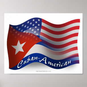 Poster Drapeau cubain-américain