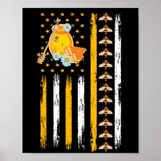 Poster Drapeau d'abeilles Miel Abeilles Gardienne Abeille (Devant)