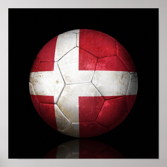 Poster Drapeau danois porté balle de football (Devant)