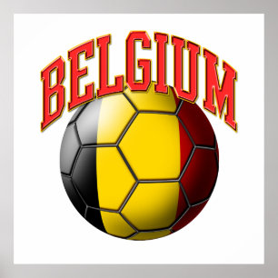 Poster Drapeau de Belgique balle de football