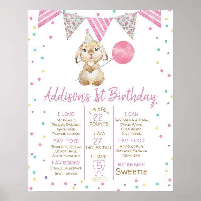 Poster Drapeau de Bunny Bunny 1er anniversaire Jalon (Devant)