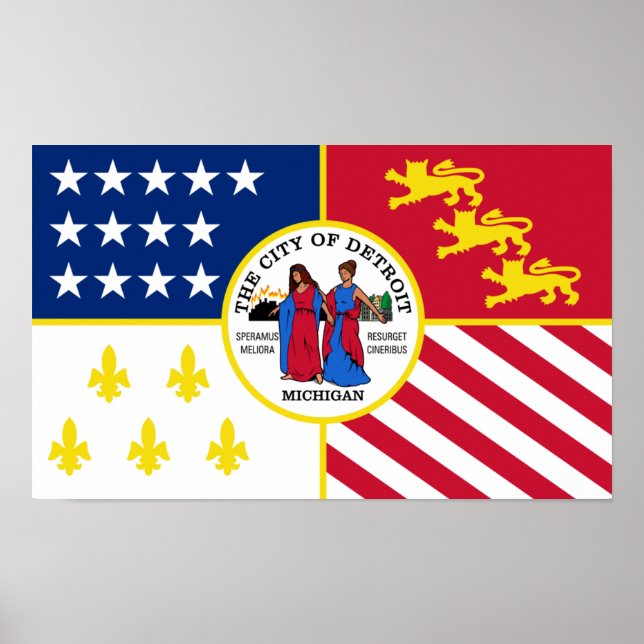 Poster Drapeau de Détroit (Devant)