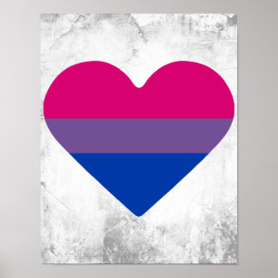 Poster Drapeau de fierté bisexuel cœur