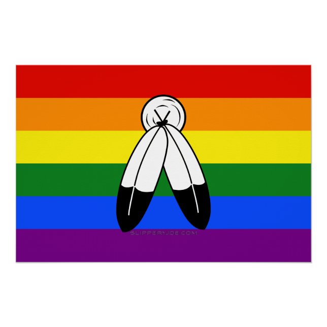 Poster Drapeau de fierté bispirituel de SlipperyJoe's sym (Devant)