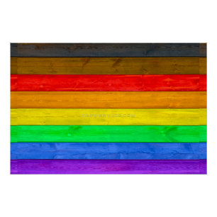 Poster Drapeau de fierté gay inclusif SlipperyJoe's à tex