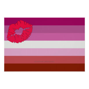 Poster Drapeau de fierté lesbienne au rouge à lèvres Slip