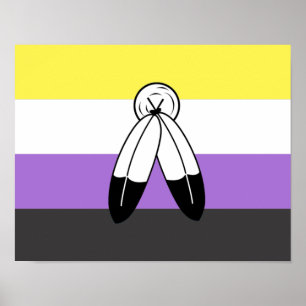 Poster Drapeau de fierté non binaire à double esprit