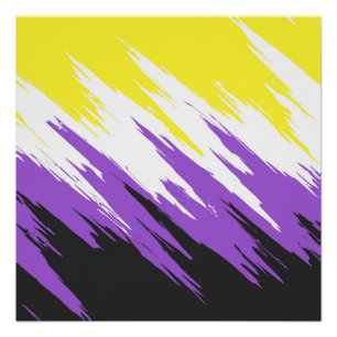 Poster Drapeau de fierté non binaire funky grunge zigzag