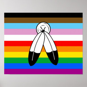 Poster Drapeau de fierté progressiste LGBTQ+ Two-Spirit