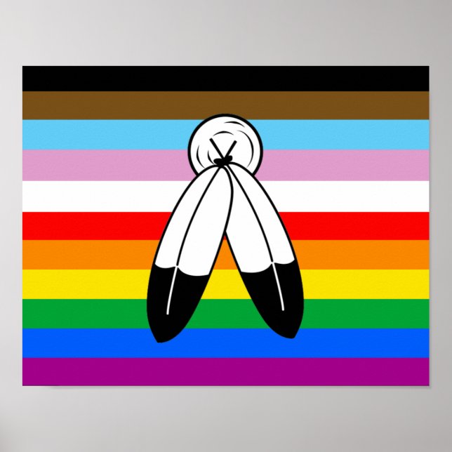 Poster Drapeau de fierté progressiste LGBTQ+ Two-Spirit (Devant)