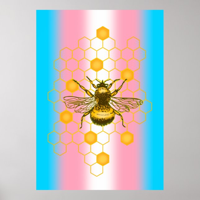 Poster Drapeau de fierté transgenre, Bee-live, L'amour es (Devant)