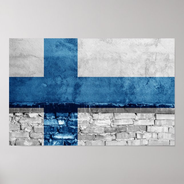 Poster Drapeau de Finlande (Devant)