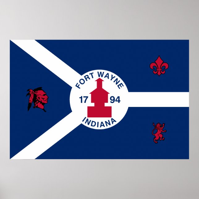 Poster Drapeau de Fort Wayne, Indiana, États-Unis (Devant)